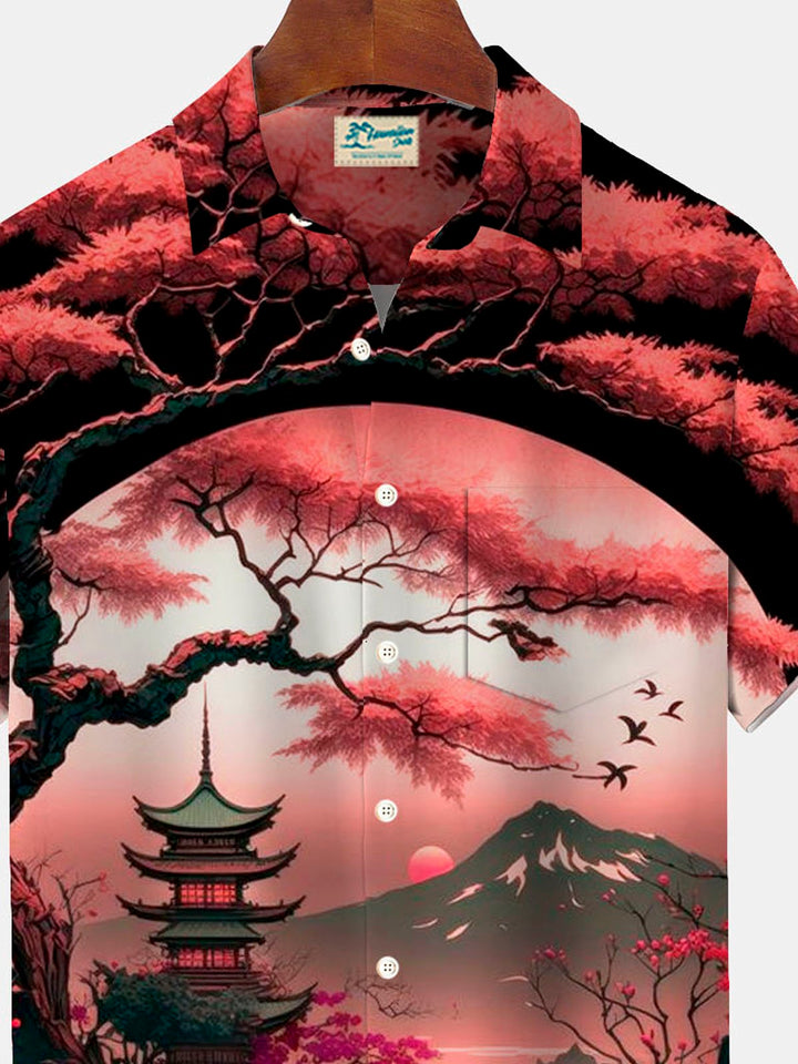 Alohadaddy Retro Ukiyoe Plum Blossom Scenery 3D Print Men&