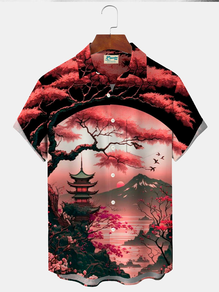 Alohadaddy Retro Ukiyoe Plum Blossom Scenery 3D Print Men&