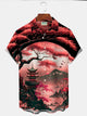 Camisa de manga corta con bolsillo abotonado y estampado 3D con paisaje de flor de ciruelo estilo ukiyoe retro para hombre de Alohadaddy, talla grande y alta