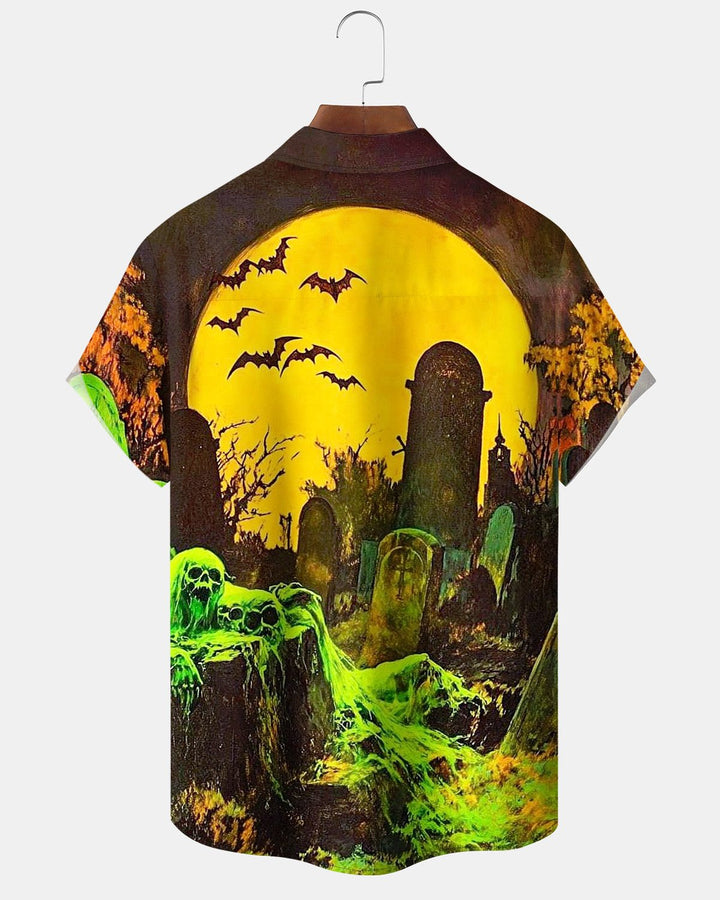 Alohadaddy® Halloween Skull Tombstone Print Men&