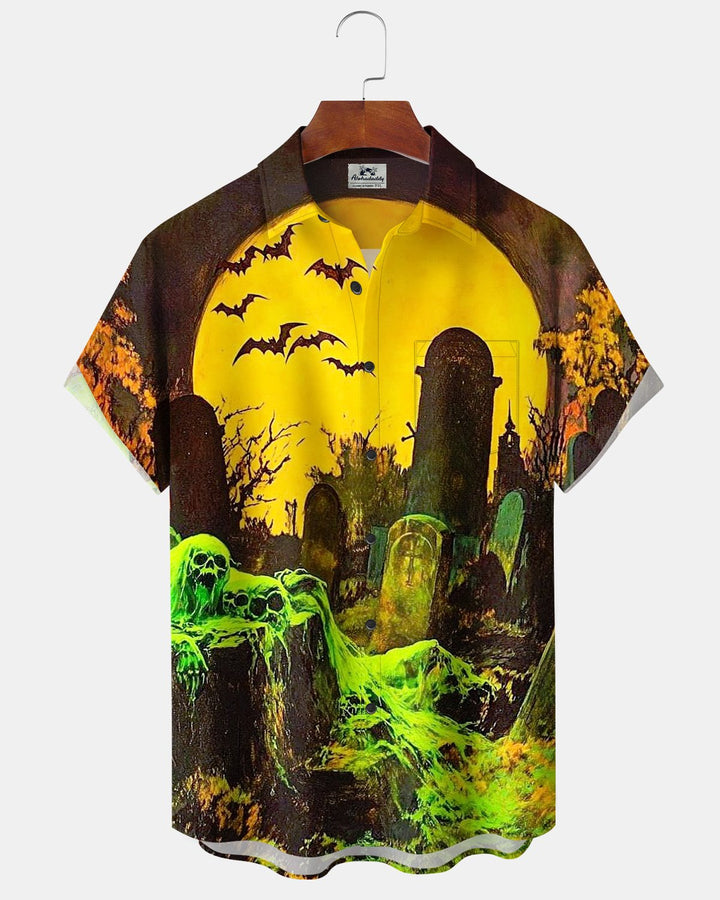 Alohadaddy® Halloween Skull Tombstone Print Men&