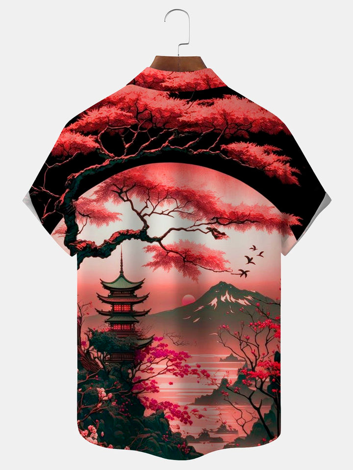 Alohadaddy Retro Ukiyoe Plum Blossom Scenery 3D Print Men&