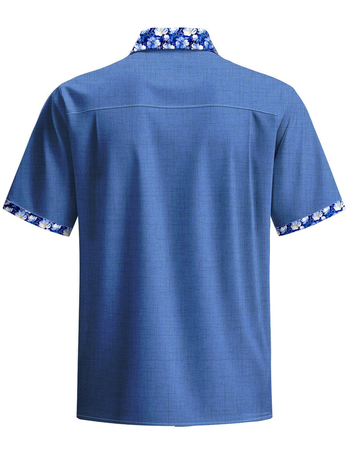Alohadaddy® Casual Contrast Floral Print Chest Pocket Men&