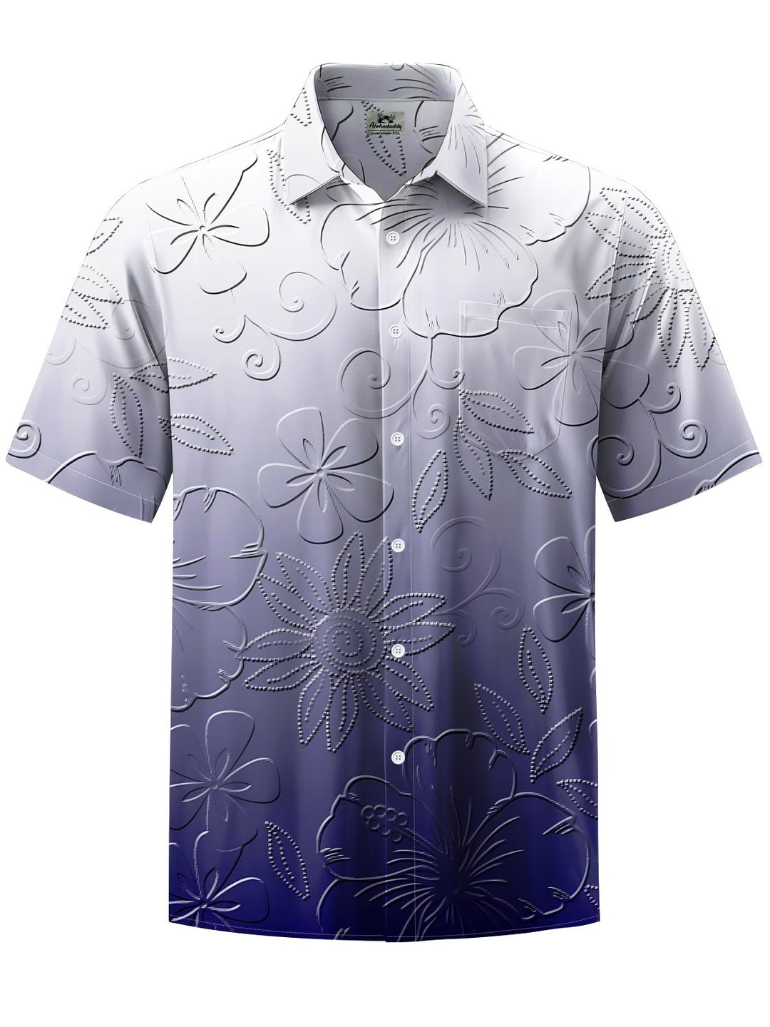 Alohadaddy® Casual Ombre Floral Art Print Chest Pocket Men&