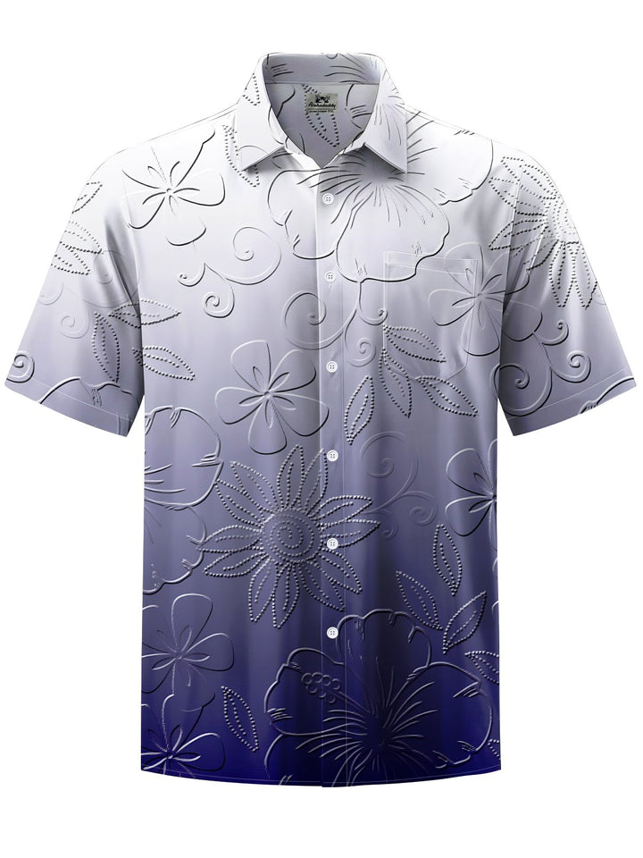 Alohadaddy® Casual Ombre Floral Art Print Chest Pocket Men&