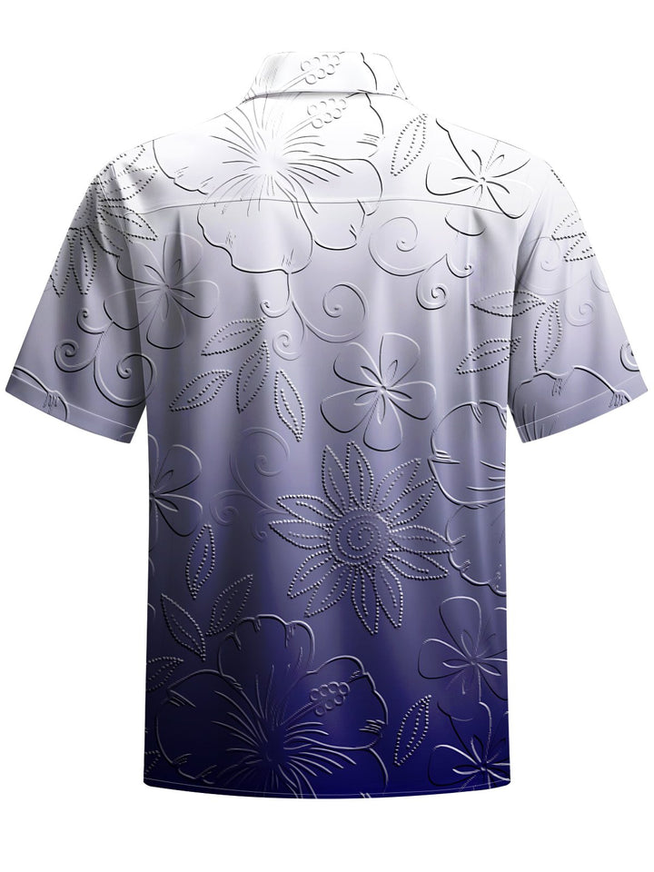 Alohadaddy® Casual Ombre Floral Art Print Chest Pocket Men&