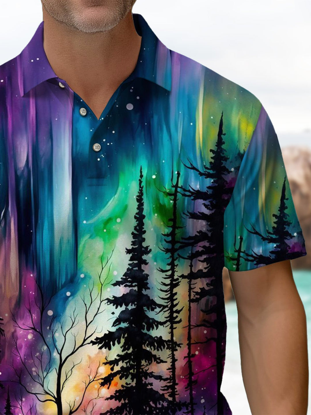 Alohadaddy® Casual Botanical Aurora Art Print Stretch Men&