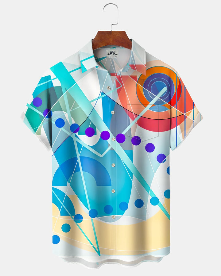 Alohadaddy® Casual Abstract Print Art Button Pocket Cardigan Men&