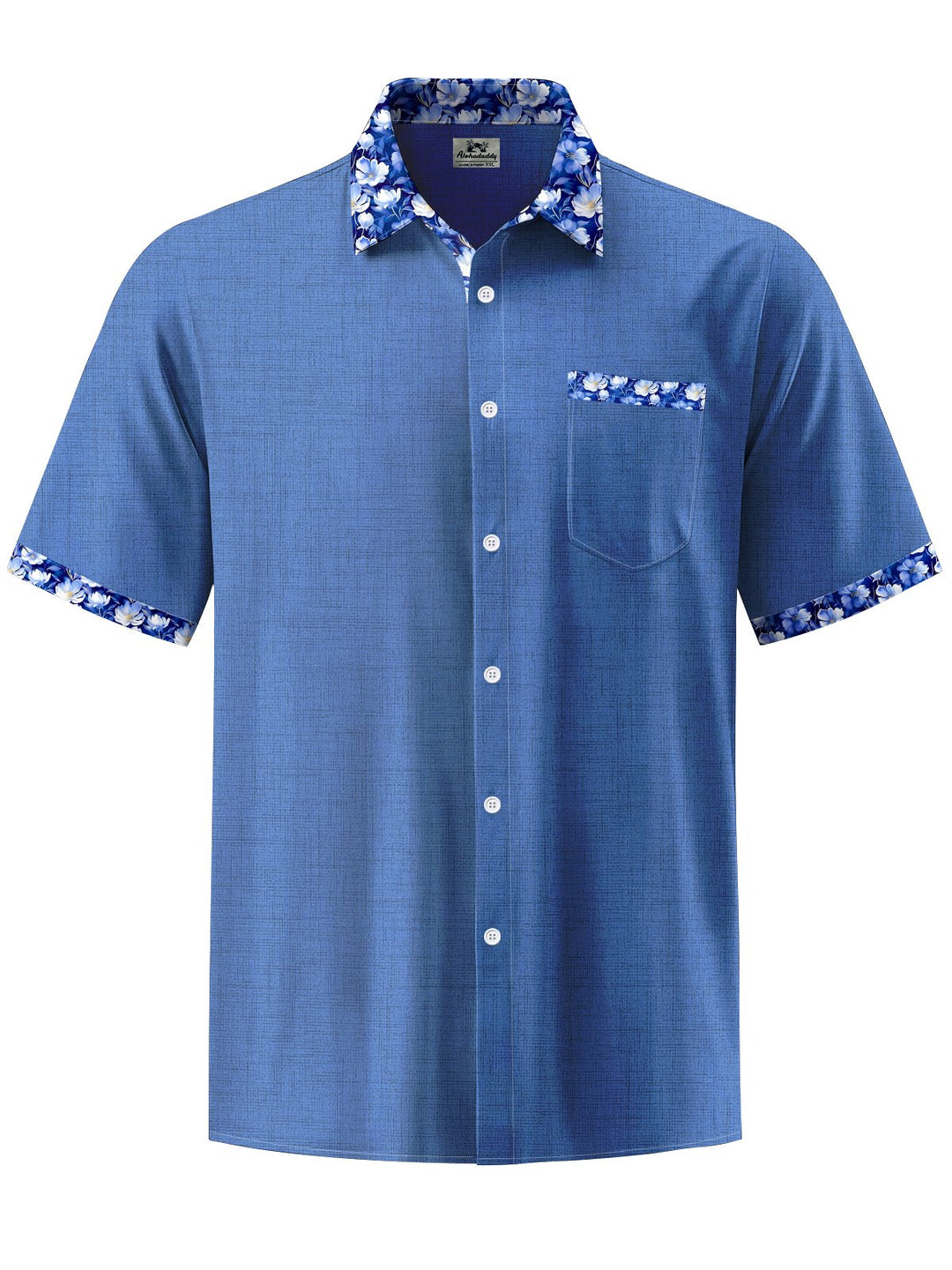 Alohadaddy® Casual Contrast Floral Print Chest Pocket Men&