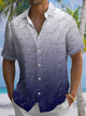 Alohadaddy® Casual Ombre Floral Art Print Chest Pocket Men's Short Sleeve Shirt Big & Tall