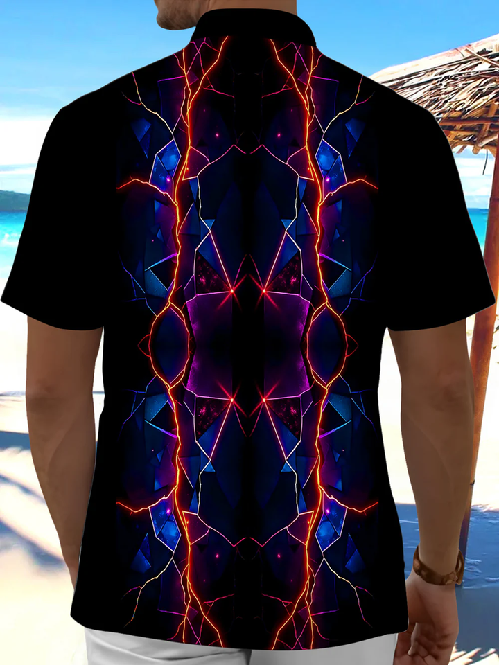Alohadaddy® Casual Abstract Texture Art Print Chest Pocket Men&