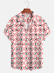 Alohadaddy Red Sign Printed Casual Plus Size Shirts