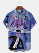 Alohadaddy® Retro 1950s Mid-century Atomic Age Geometric Graphic Print Men's Button Pocket Short Sleeve Shirt Big & Tall