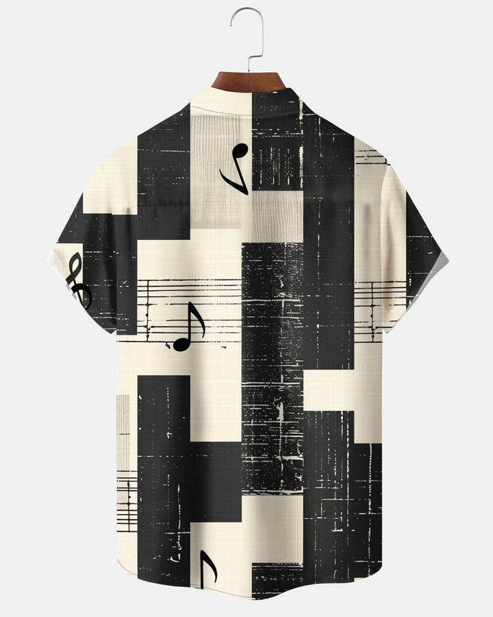 Alohadaddy® Casual Geometric Patchwork Musical Note Print Men&