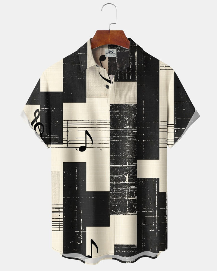 Alohadaddy® Casual Geometric Patchwork Musical Note Print Men&