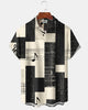 Alohadaddy® Casual Geometric Patchwork Musical Note Print Men's Short-Sleeve Shirt