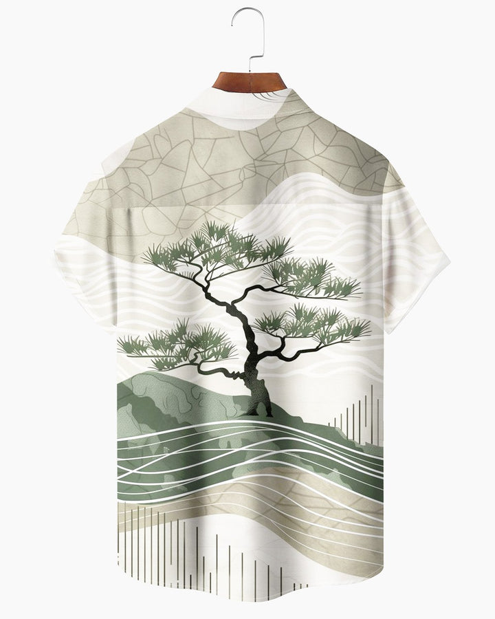 Alohadaddy® Casual Botanical Landscape Tree Print Men&