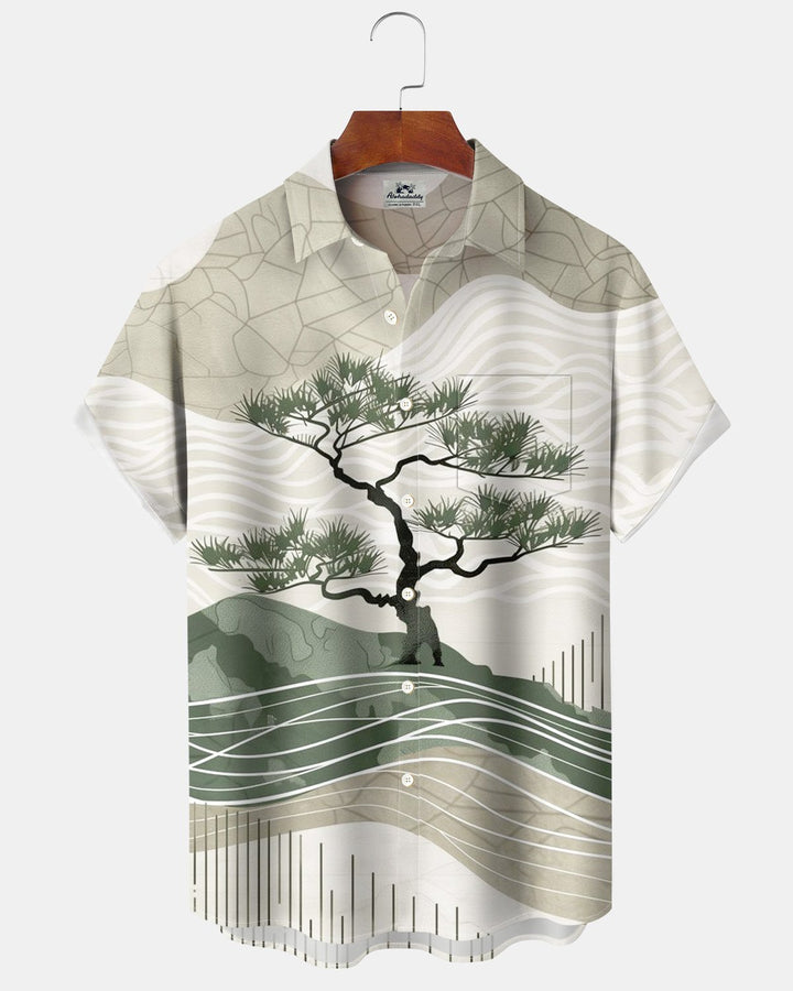 Alohadaddy® Casual Botanical Landscape Tree Print Men&