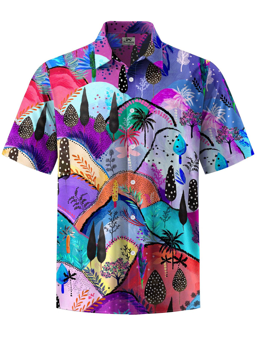 Alohadaddy® Hawaiian Vacation Painting Art Print Chest Pocket Men&