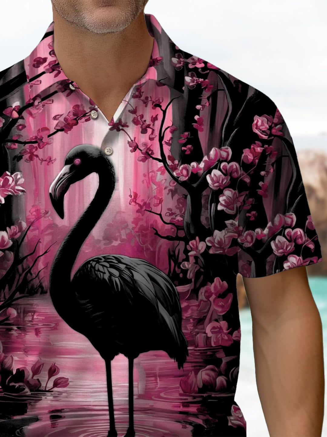 Alohadaddy® Casual Flamingo Art Print Stretch Men&