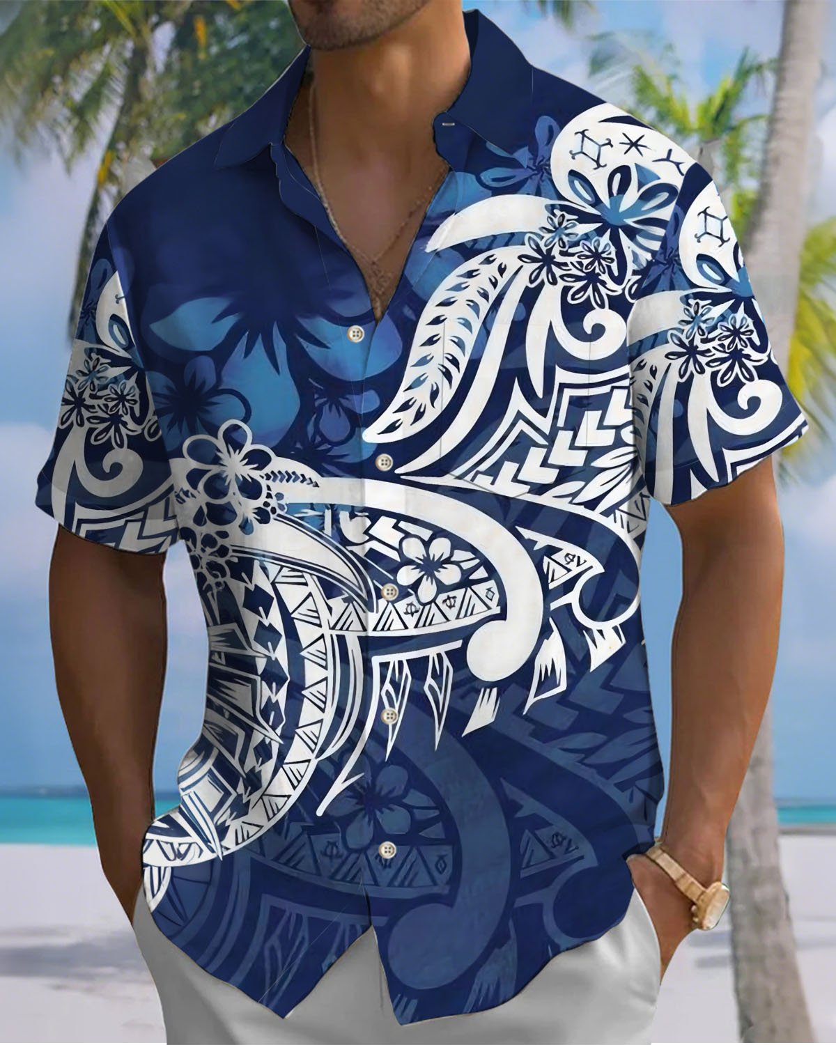 Alohadaddy® Casual Floral Print Art Button Pocket Cardigan Men's Short Sleeve Shirt Big & Tall