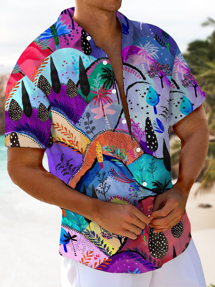Alohadaddy® Hawaiian Vacation Painting Art Print Chest Pocket Men&
