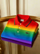 Alohadaddy® Basic Colorblock Striped Logo Print Men's Button-Down Polo Shirt Big & Tall
