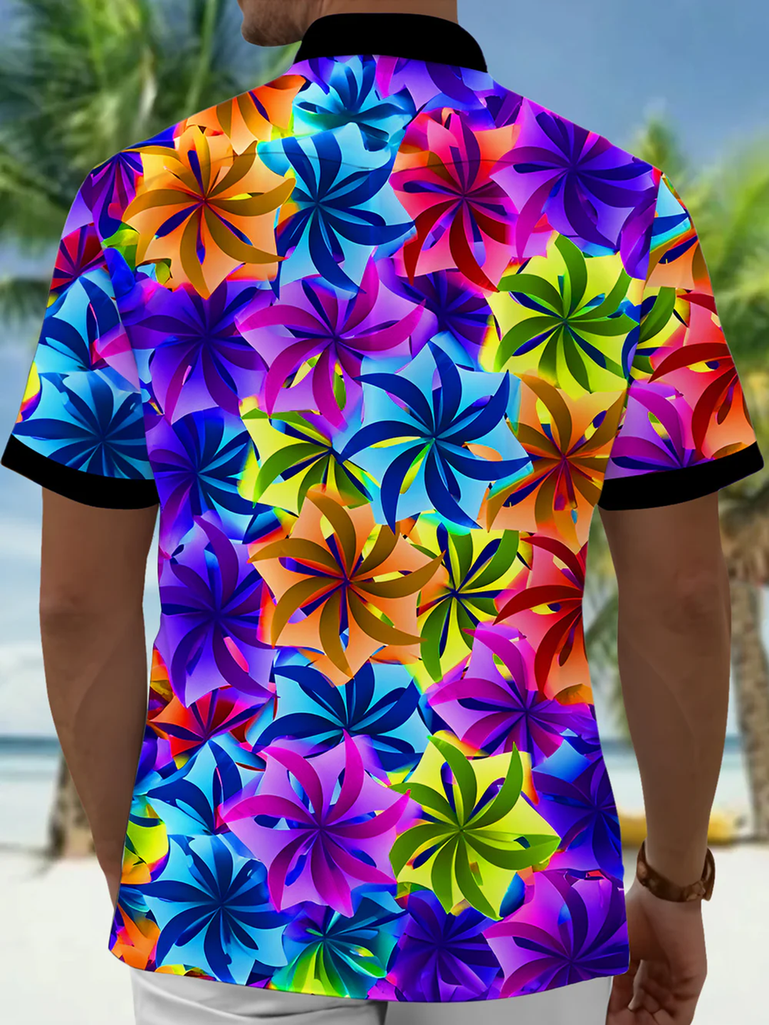 Alohadaddy® Retro Windmill Contrast Art Print Chest Pocket Men&