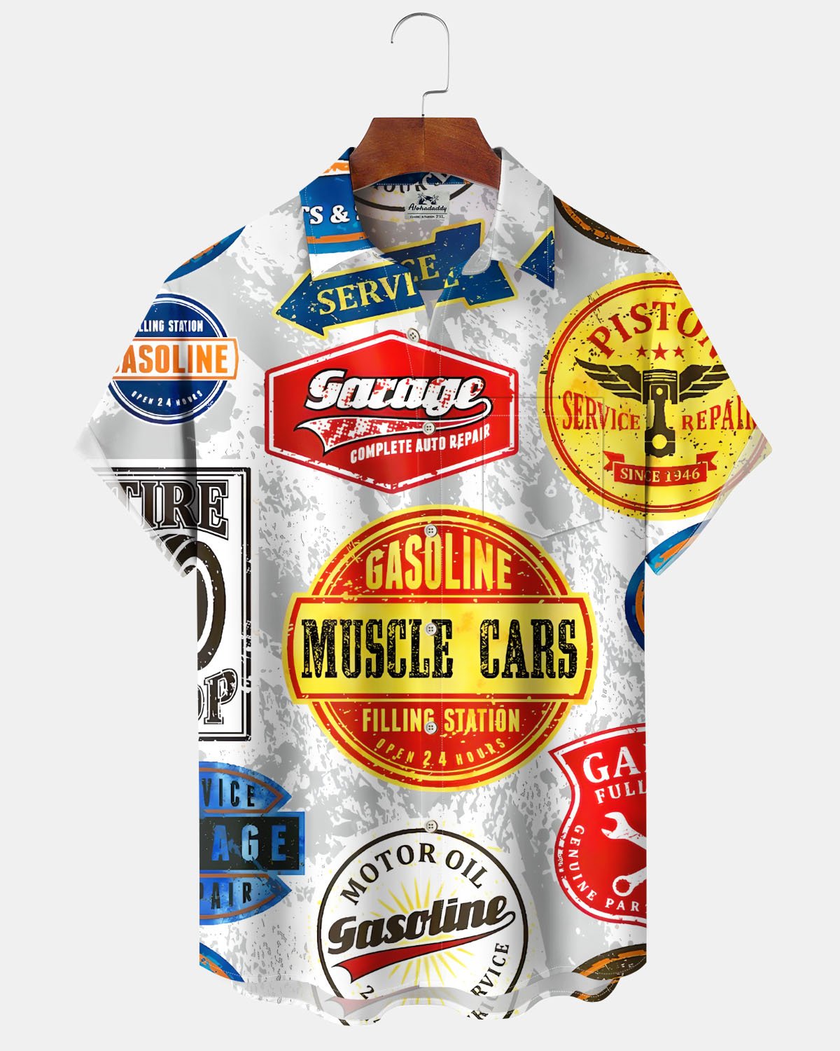 Alohadaddy® Retro Geometric Print Art Button-Down Cardigan Men's Short-Sleeve Shirt Big & Tall