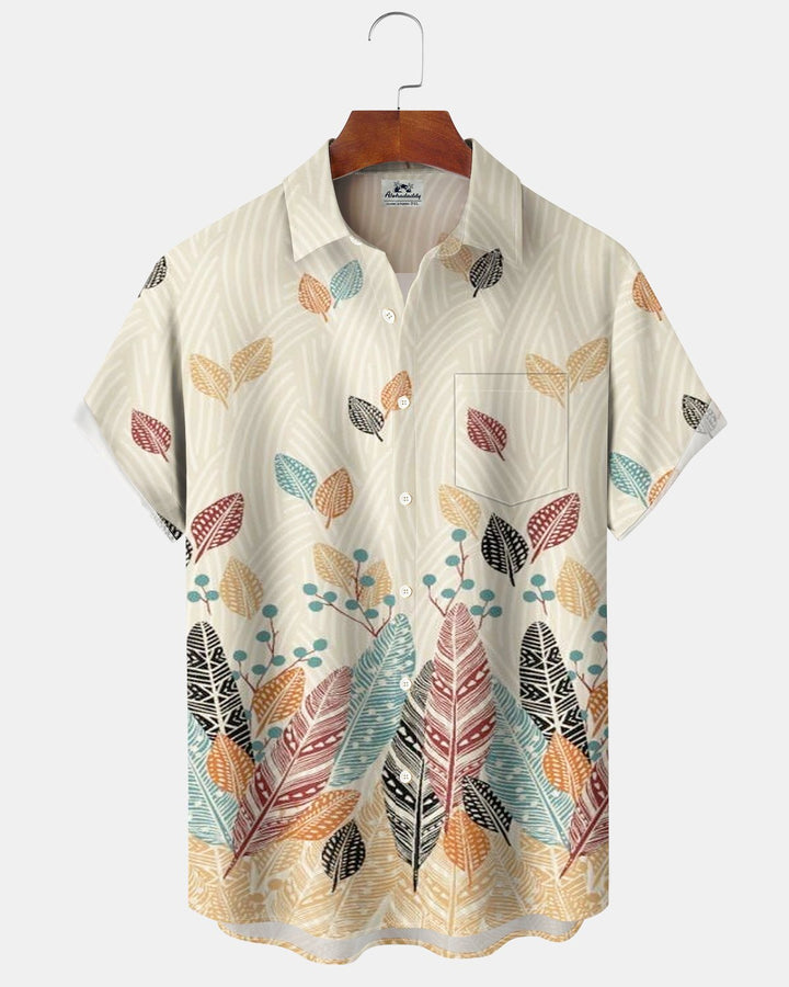 Alohadaddy® Casual Striped Leaf Print Men&