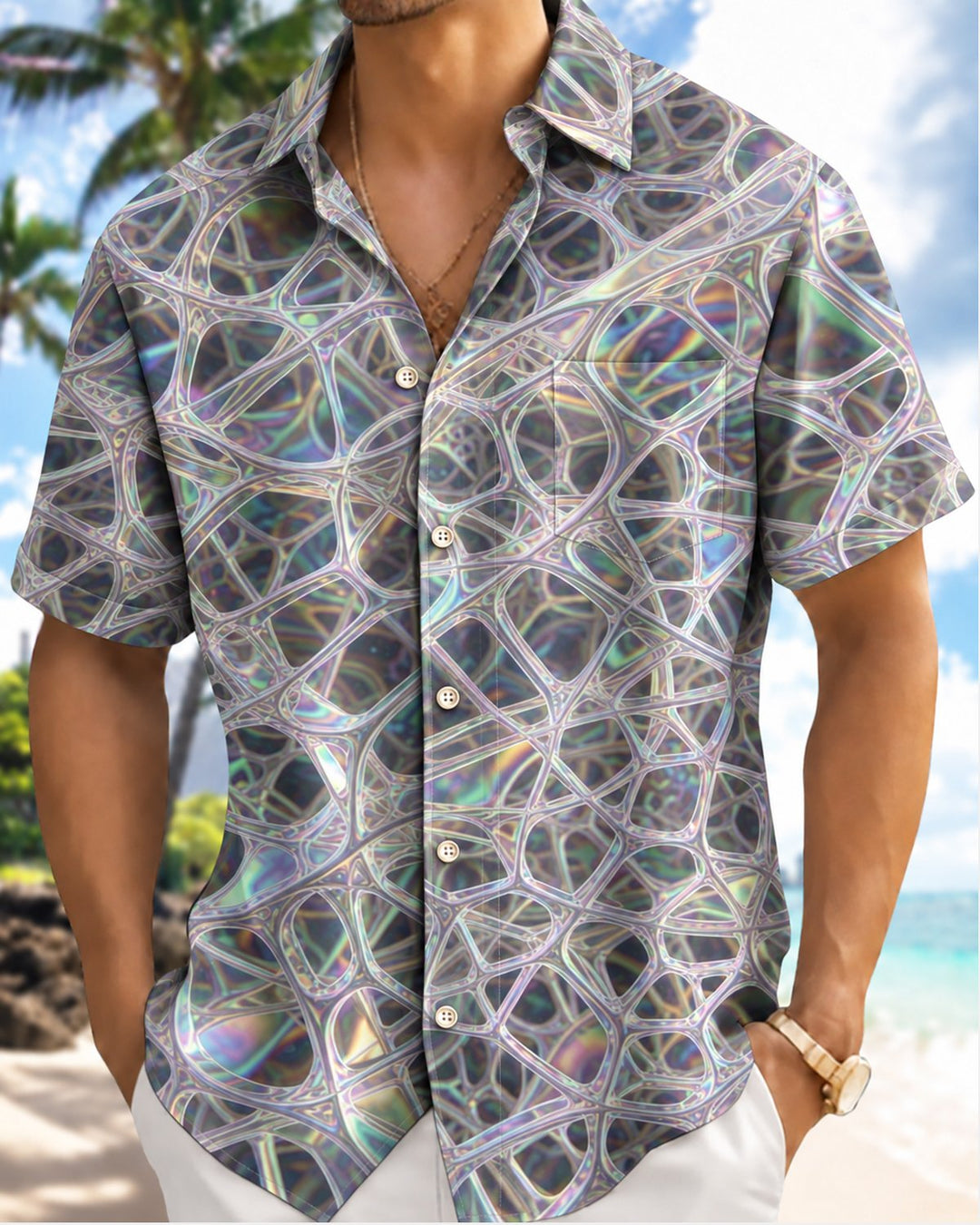 Alohadaddy® Casual Abstract Art Bubble Print Men&