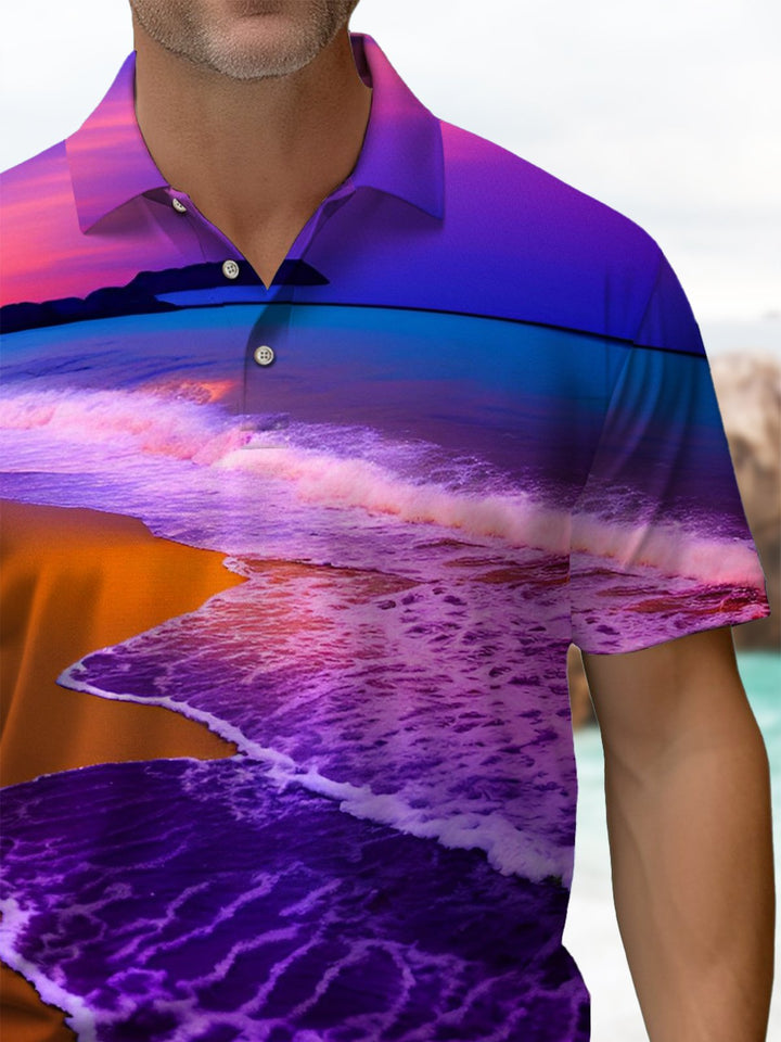 Alohadaddy® Hawaiian Sunset Beach Art Print Stretch Men&
