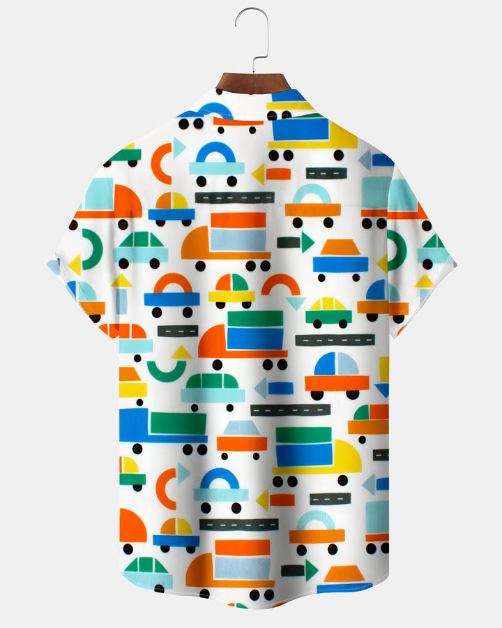 Alohadaddy® Casual Geometric Print Art Button Pocket Cardigan Men&