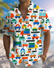 Alohadaddy® Casual Geometric Print Art Button Pocket Cardigan Men's Short Sleeve Shirt Big & Tall