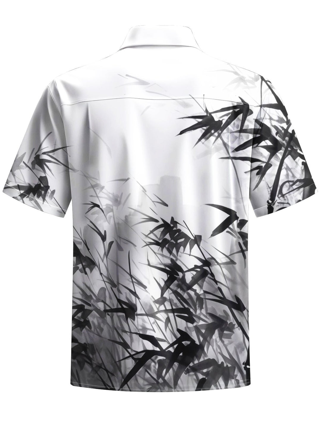 Alohadaddy® Casual Bamboo Ink Painting Print Art Chest Pocket Men&