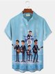 Alohadaddy® Retro 1950s Mid-century Atomic Age Geometric Cat Graphic Print Men's Button Pocket Short Sleeve Shirt Big & Tall