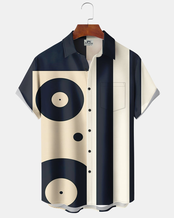 Alohadaddy® Casual Geometric Record Print Men&