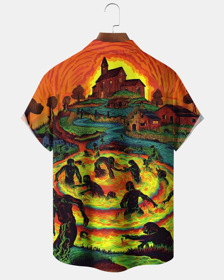 Alohadaddy® Halloween Castle Zombie Print Men&