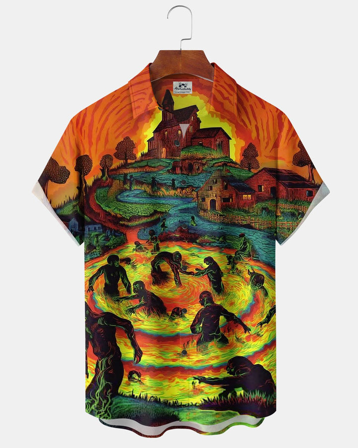 Alohadaddy® Halloween Castle Zombie Print Men&