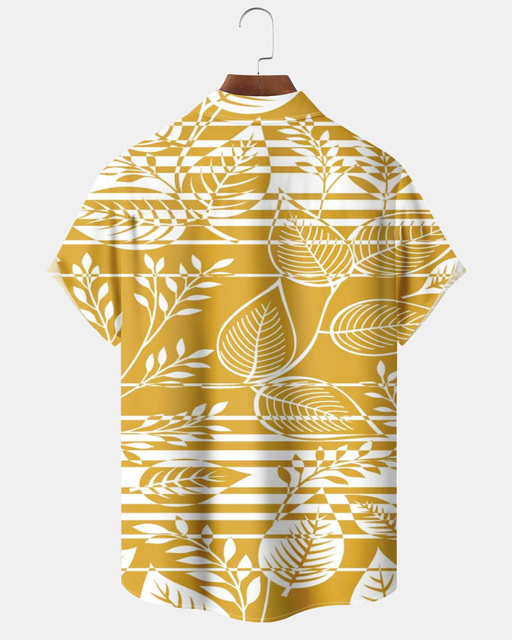 Alohadaddy® Casual Geometric Striped Leaf Print Men&