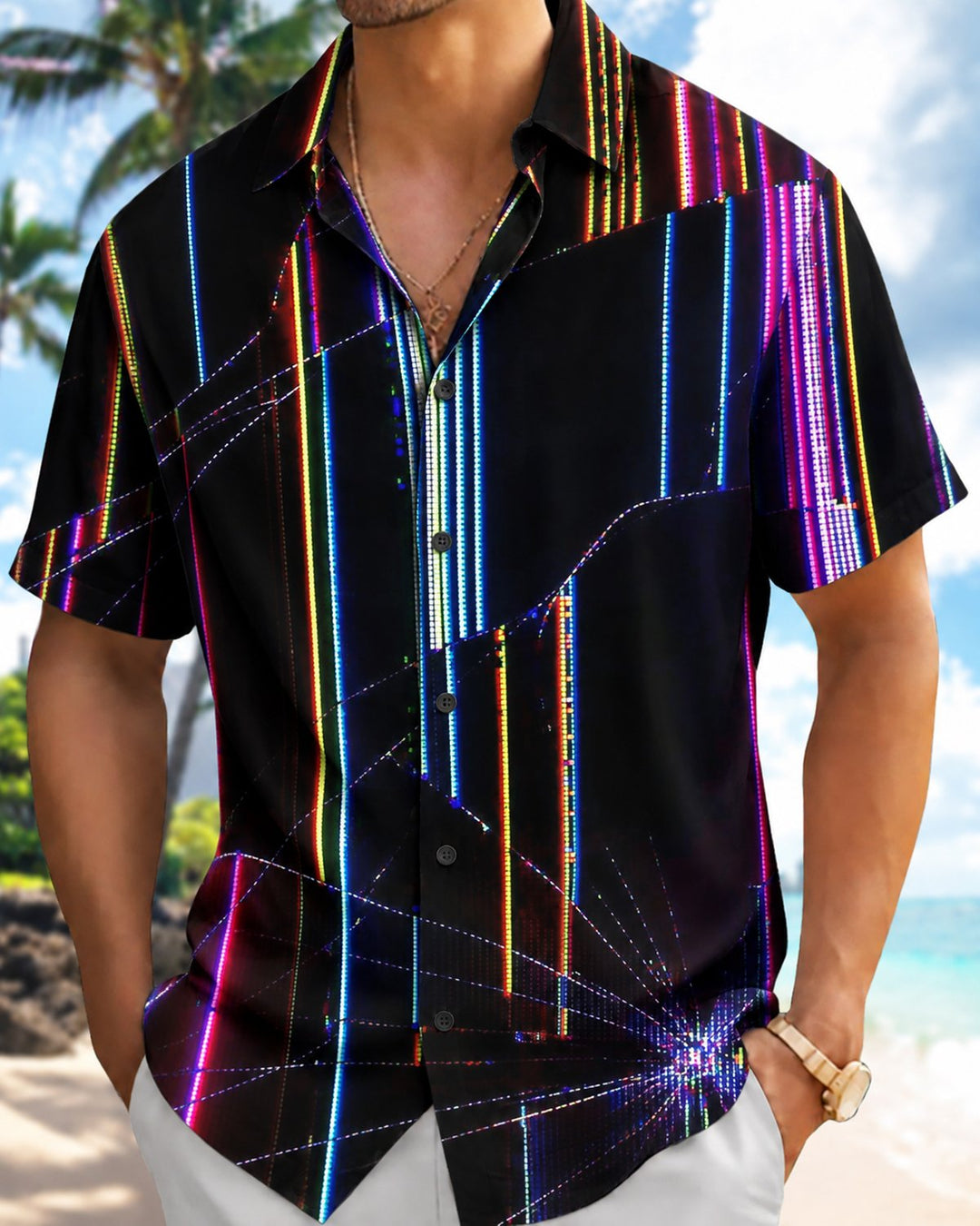 Alohadaddy® Casual Abstract Art Screen Broken Print Men&