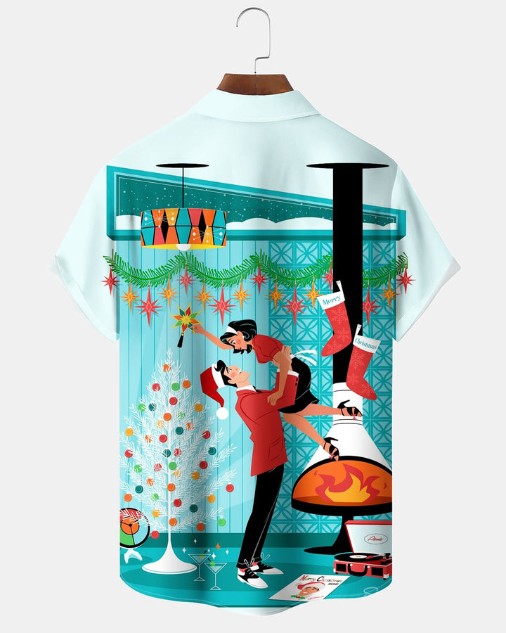 Alohadaddy® Holiday Retro Christmas Atomic Art Portrait Christmas Tree Print Men&