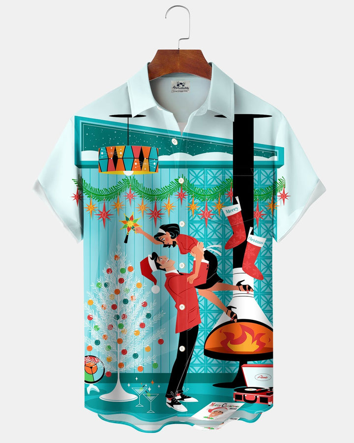 Alohadaddy® Holiday Retro Christmas Atomic Art Portrait Christmas Tree Print Men&