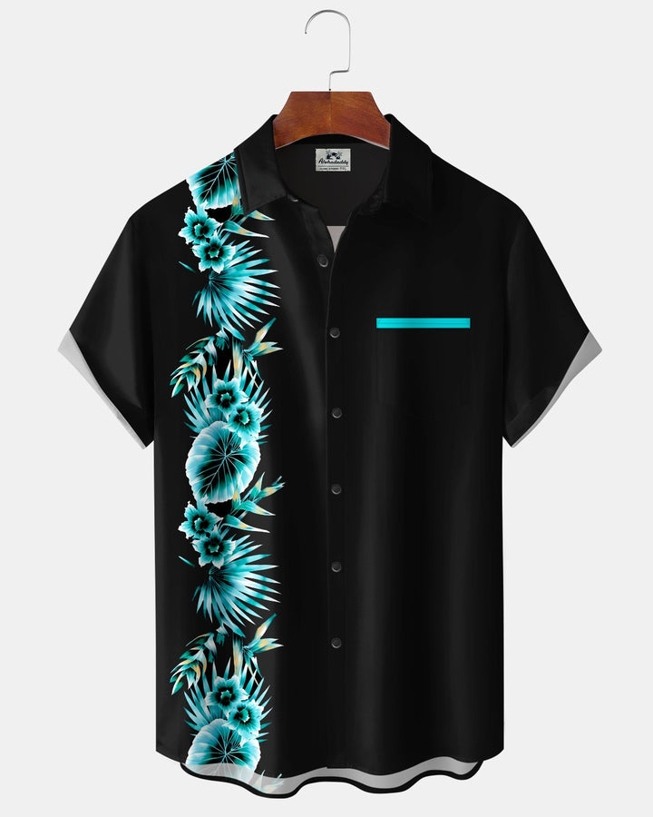 Alohadaddy® Retro Floral Striped Bowling Print Men&