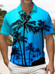 Alohadaddy® Hawaiian Palm Tree Art Print Stretch Men's Short Sleeve Polo Big & Tall