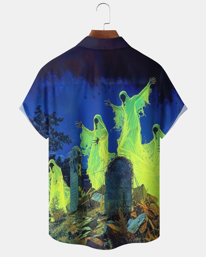 Alohadaddy® Halloween Ghost Tombstone Print Men&