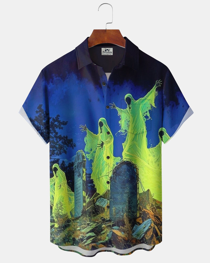 Alohadaddy® Halloween Ghost Tombstone Print Men&