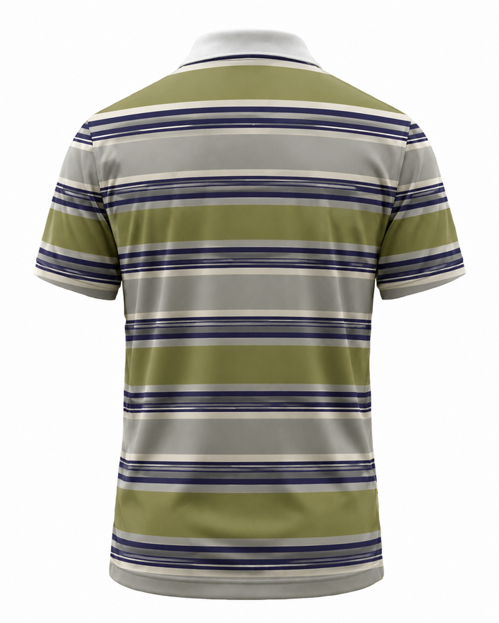 Men’s Basic Casual stripe Retro Print Button Down Polo Short-Sleeve Big &amp; Tall