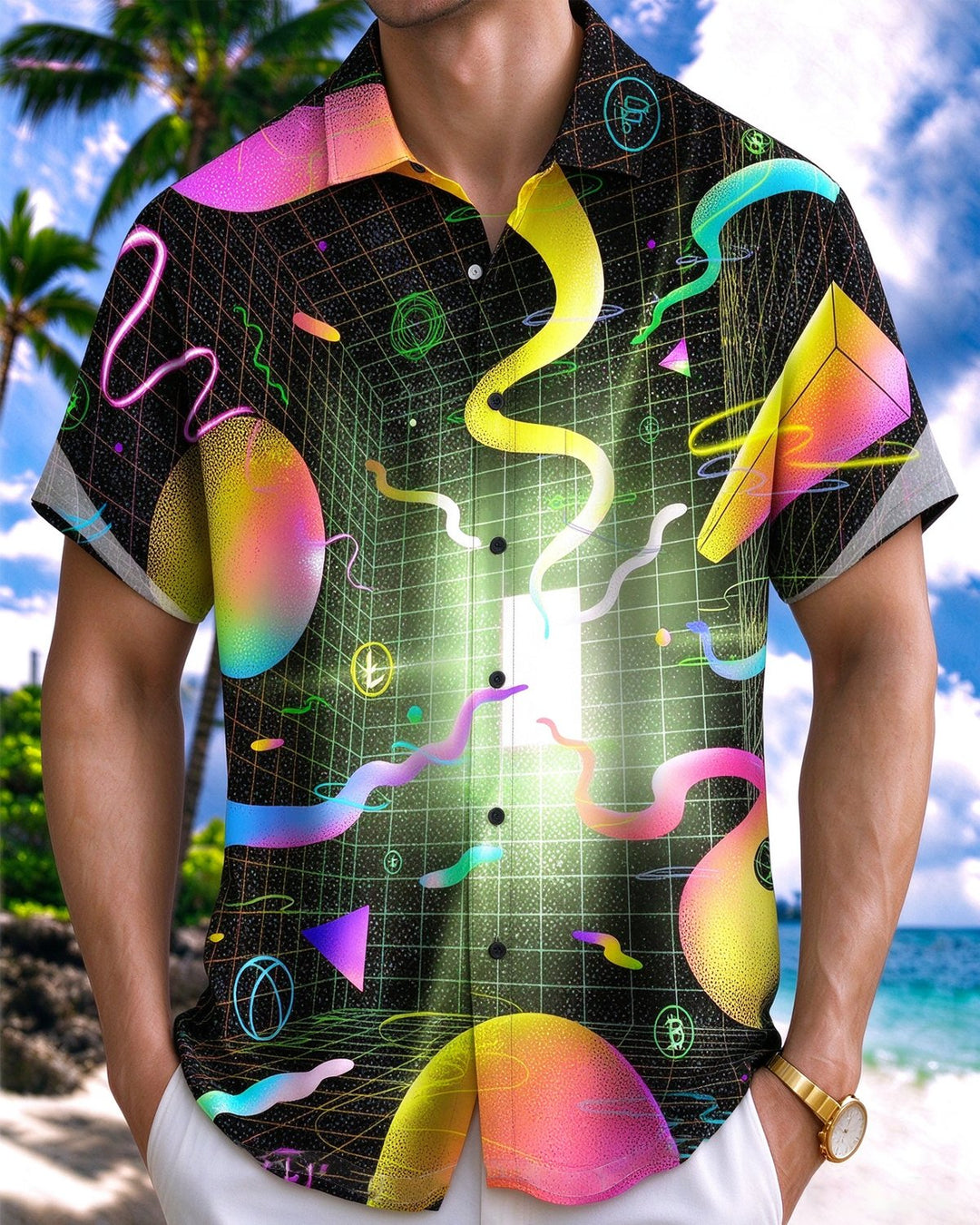 Alohadaddy® Casual Abstract Geometric Print Men&