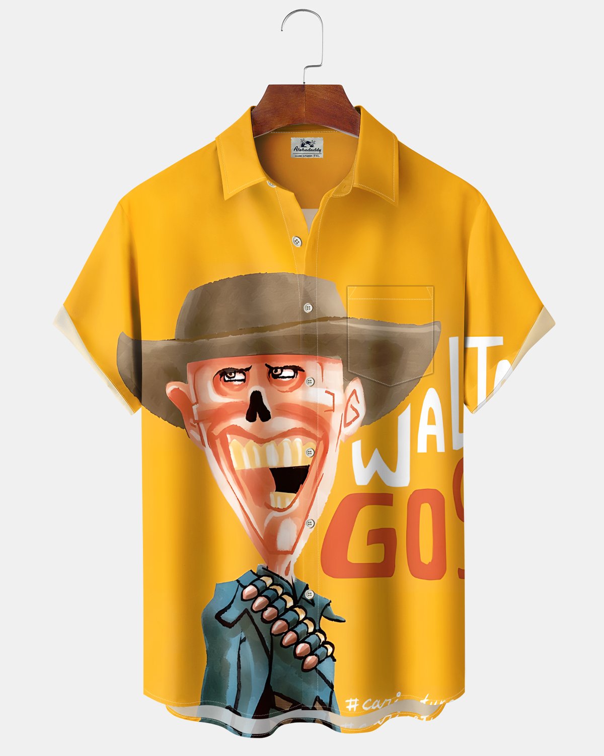 Alohadaddy® Casual Cartoon Portrait Print Artistic Button Pocket Cardigan Men's Short Sleeve Shirt Big & Tall